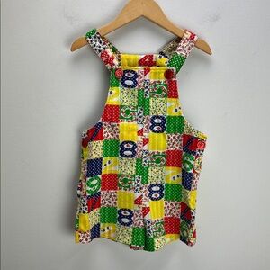 Vintage Buster Brown Patchwork Romper Overalls Floral Mixed Print Toddler Girls